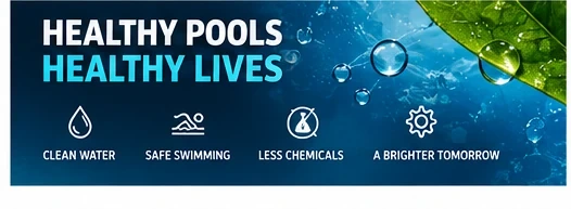 Healthy pool water and safer swimming promotional banner
