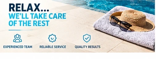 Pool Crew maintenance banner promoting reliable professional pool care