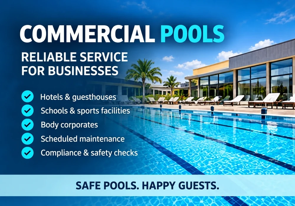 Commercial swimming pool maintenance for hotels, schools, facilities and body corporates
